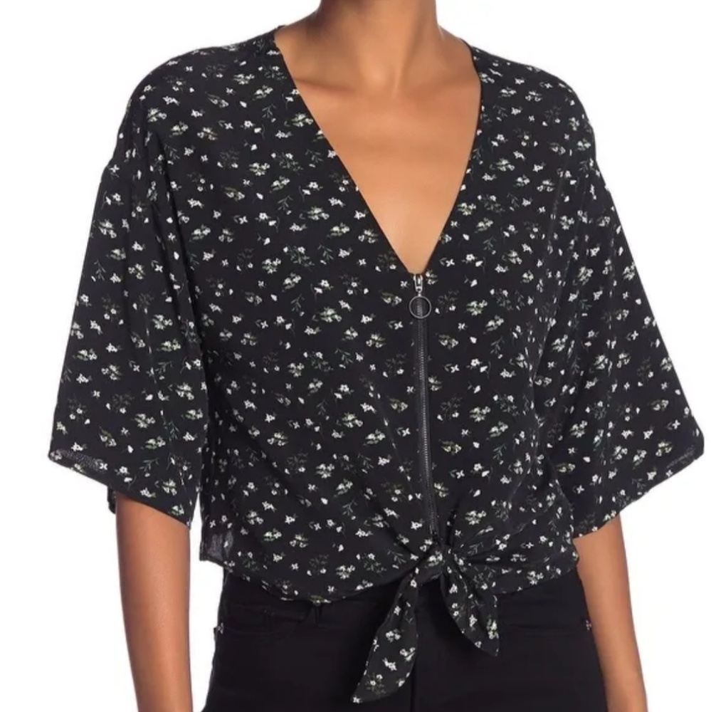 Code X Mode | Floral zip cropped top XL NWT